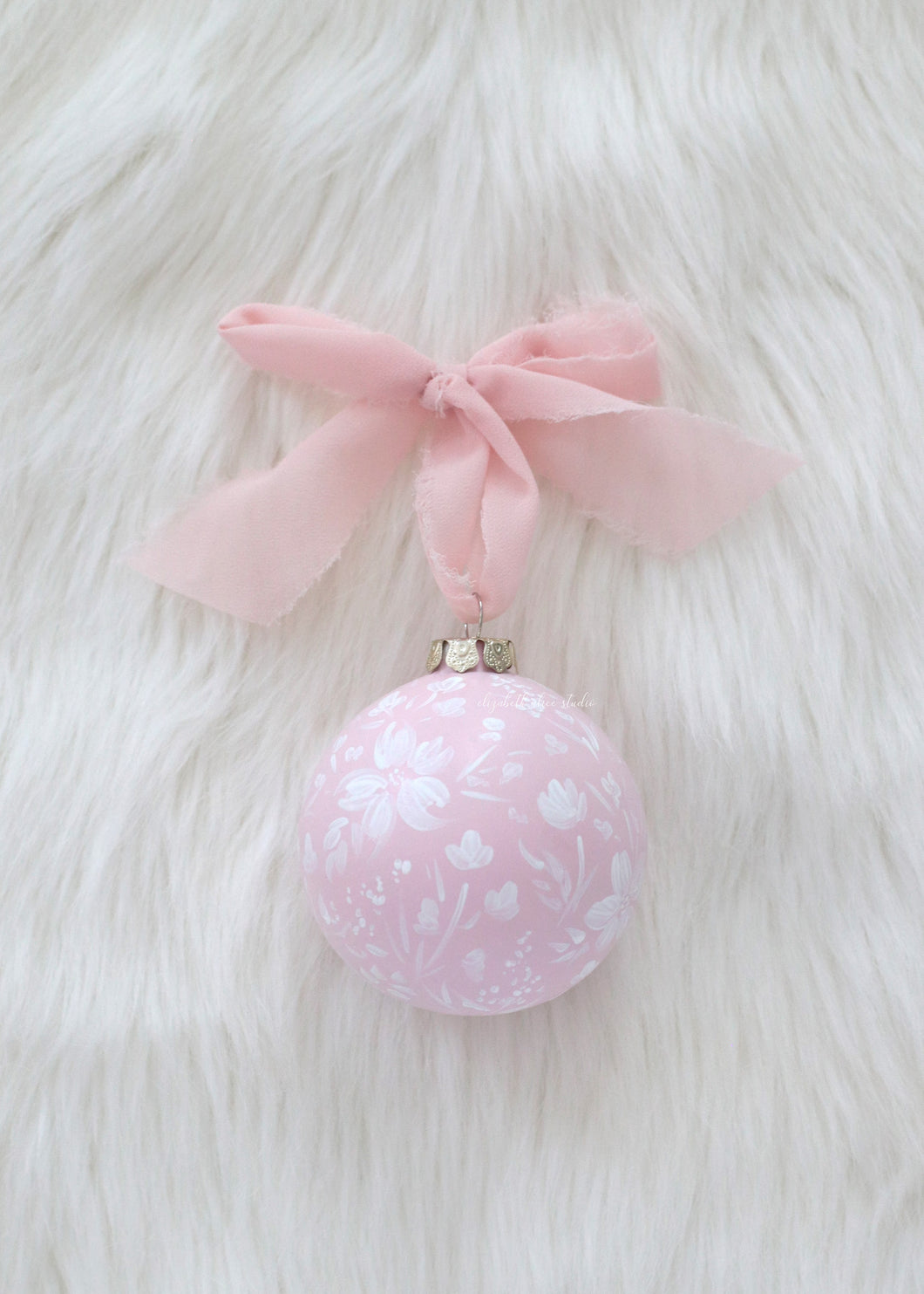 Pink floral hand-painted ornament