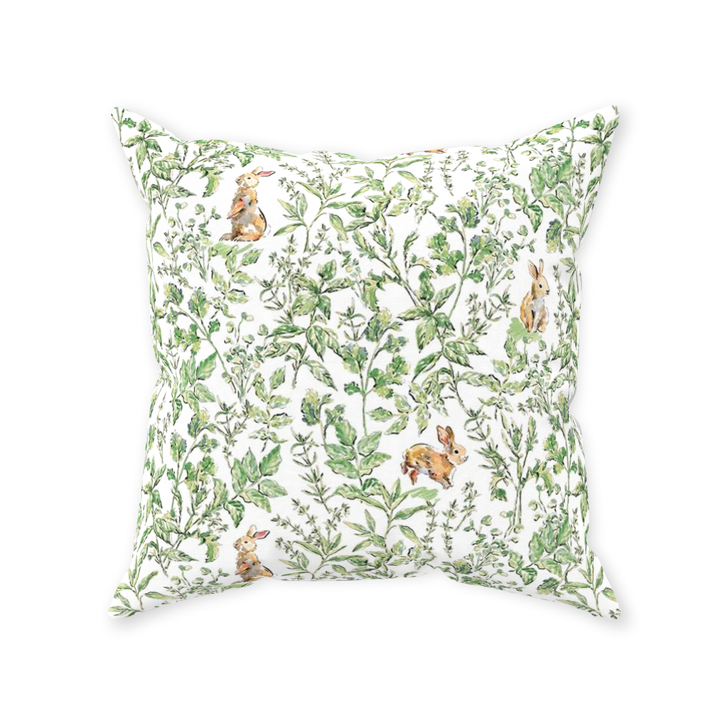 Bunny green toile pillow cover - 20 x 20