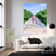 Load image into Gallery viewer, Beach babies: Girls walking to the beach, a fine art print on paper
