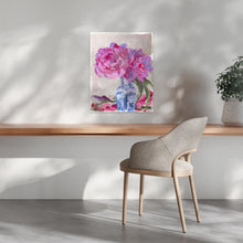 Load image into Gallery viewer, No. 385 Peonies in blue and white vase, a fine art print on paper
