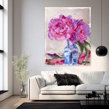 Load image into Gallery viewer, No. 385 Peonies in blue and white vase, a fine art print on paper
