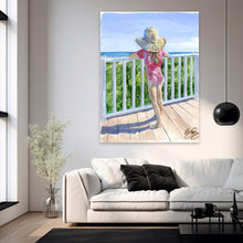 Load image into Gallery viewer, Beach babies: Girl in red, a fine art print on paper
