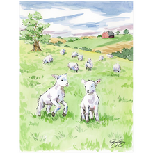 Load image into Gallery viewer, Baby Farm Animals: Lambs, a fine art print on paper
