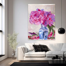 Load image into Gallery viewer, No. 385 Peonies in blue and white vase, a fine art print on paper
