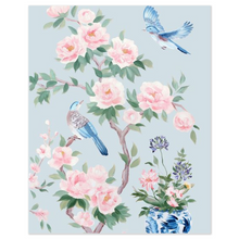 Load image into Gallery viewer, Two Birds (Detail from &quot;June&quot;), a blue chinoiserie fine art print
