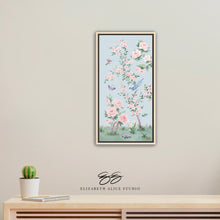 Load image into Gallery viewer, April, a blue chinoiserie canvas wrap, available framed
