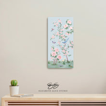 Load image into Gallery viewer, April, a blue chinoiserie canvas wrap, available framed
