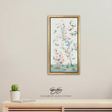 Load image into Gallery viewer, April, a green chinoiserie canvas wrap, available framed
