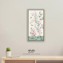 Load image into Gallery viewer, April, an ivory chinoiserie canvas wrap, available framed
