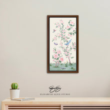 Load image into Gallery viewer, April, an ivory chinoiserie canvas wrap, available framed

