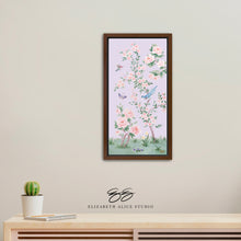 Load image into Gallery viewer, April, a lilac chinoiserie canvas wrap, available framed
