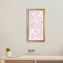 Load image into Gallery viewer, April, a tonal pink chinoiserie canvas wrap, available framed

