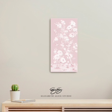 Load image into Gallery viewer, April, a tonal pink chinoiserie canvas wrap, available framed
