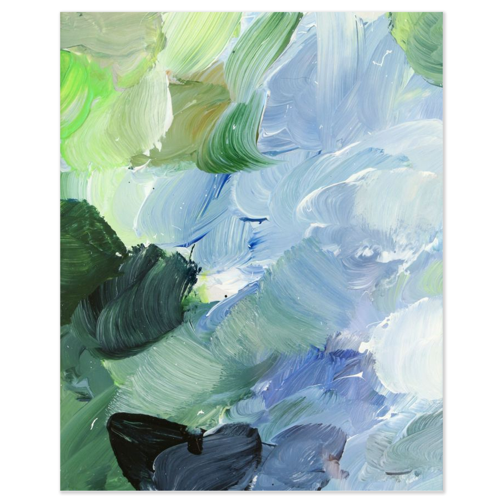 Cornflower paint palette, a fine art print on paper