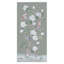 Load image into Gallery viewer, Songbirds and Magnolias, a green chinoiserie canvas wrap
