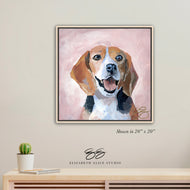 Beagle canvas wrap, available framed