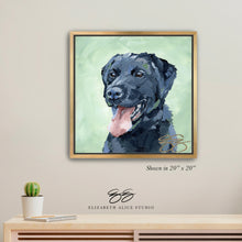 Load image into Gallery viewer, Black lab canvas wrap, available framed
