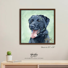 Load image into Gallery viewer, Black lab canvas wrap, available framed
