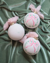 Load image into Gallery viewer, 2025 pink bow wreath hand-painted ornament, personalization available
