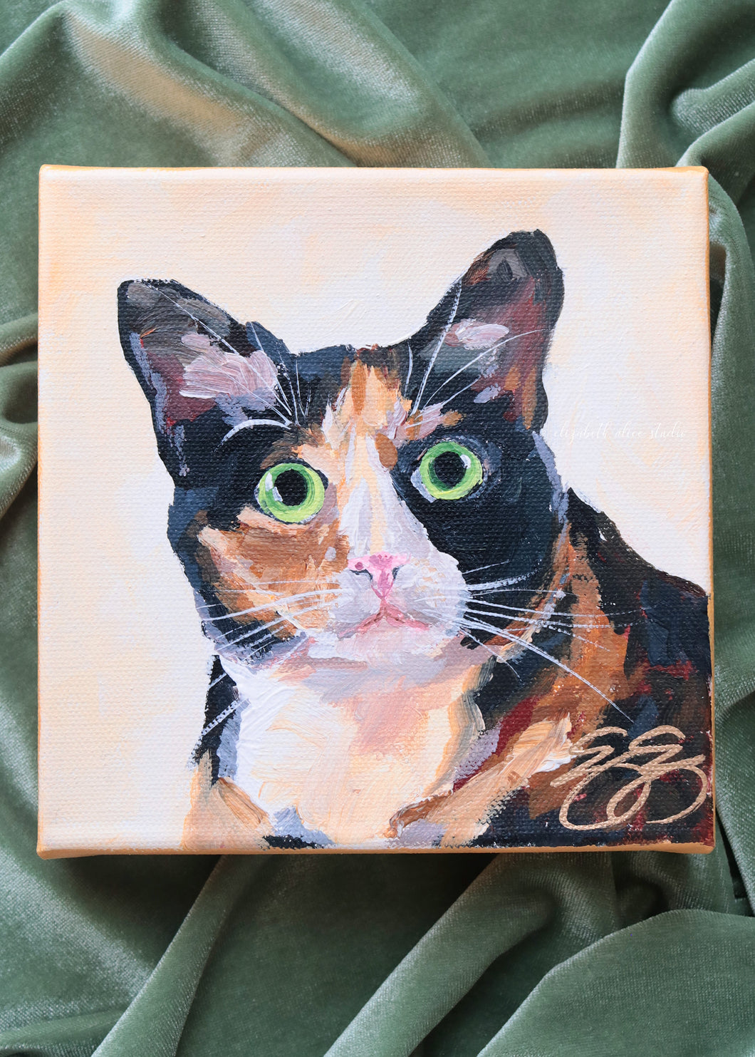 Calico cat - 6 x 6 original painting