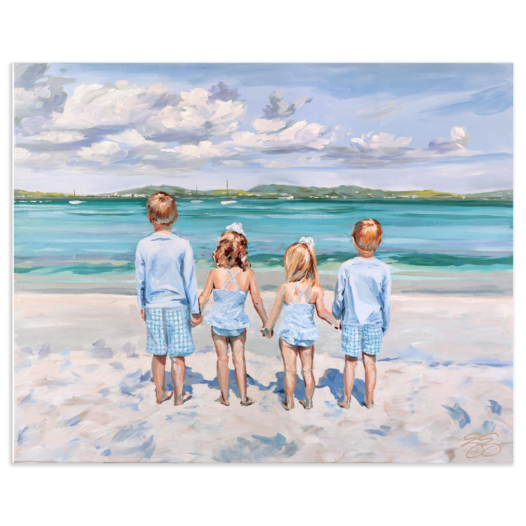 Beach Babies: Four Cousins, a fine art print on paper