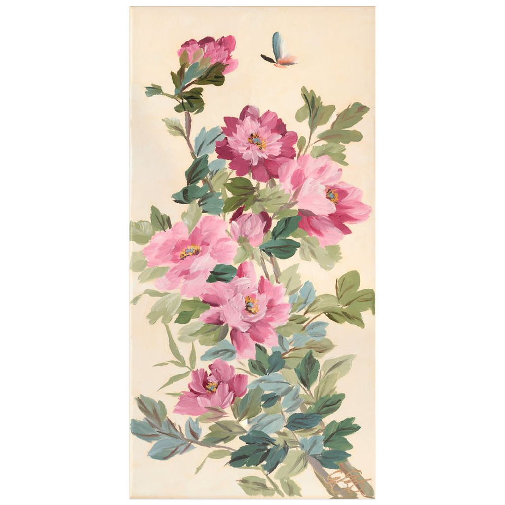 Eloise, a chinoiserie fine art print of pink peonies and butterfly
