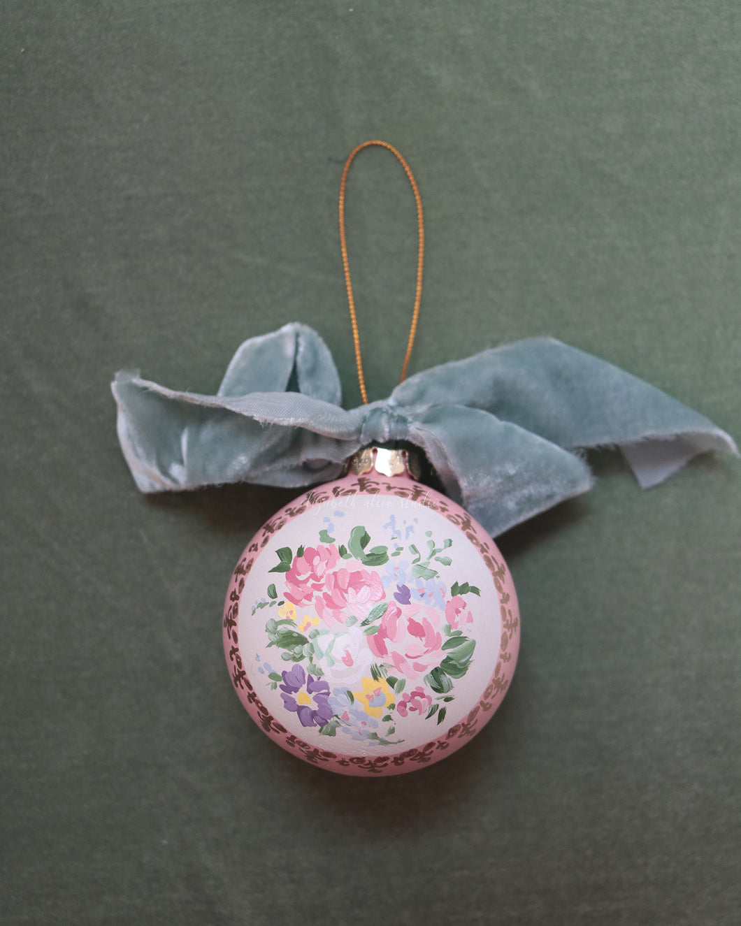 Coral medallion hand-painted ornament