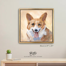 Load image into Gallery viewer, Corgi canvas wrap, available framed
