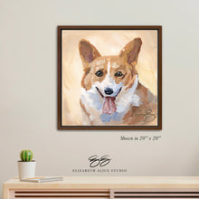 Load image into Gallery viewer, Corgi canvas wrap, available framed
