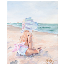 Load image into Gallery viewer, Beach babies: white bonnet, a fine art print on paper
