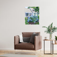 Load image into Gallery viewer, Cape house with blue hydrangea, a fine art print on paper
