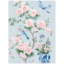 Load image into Gallery viewer, Two Birds (Detail from &quot;June&quot;), a blue chinoiserie fine art print
