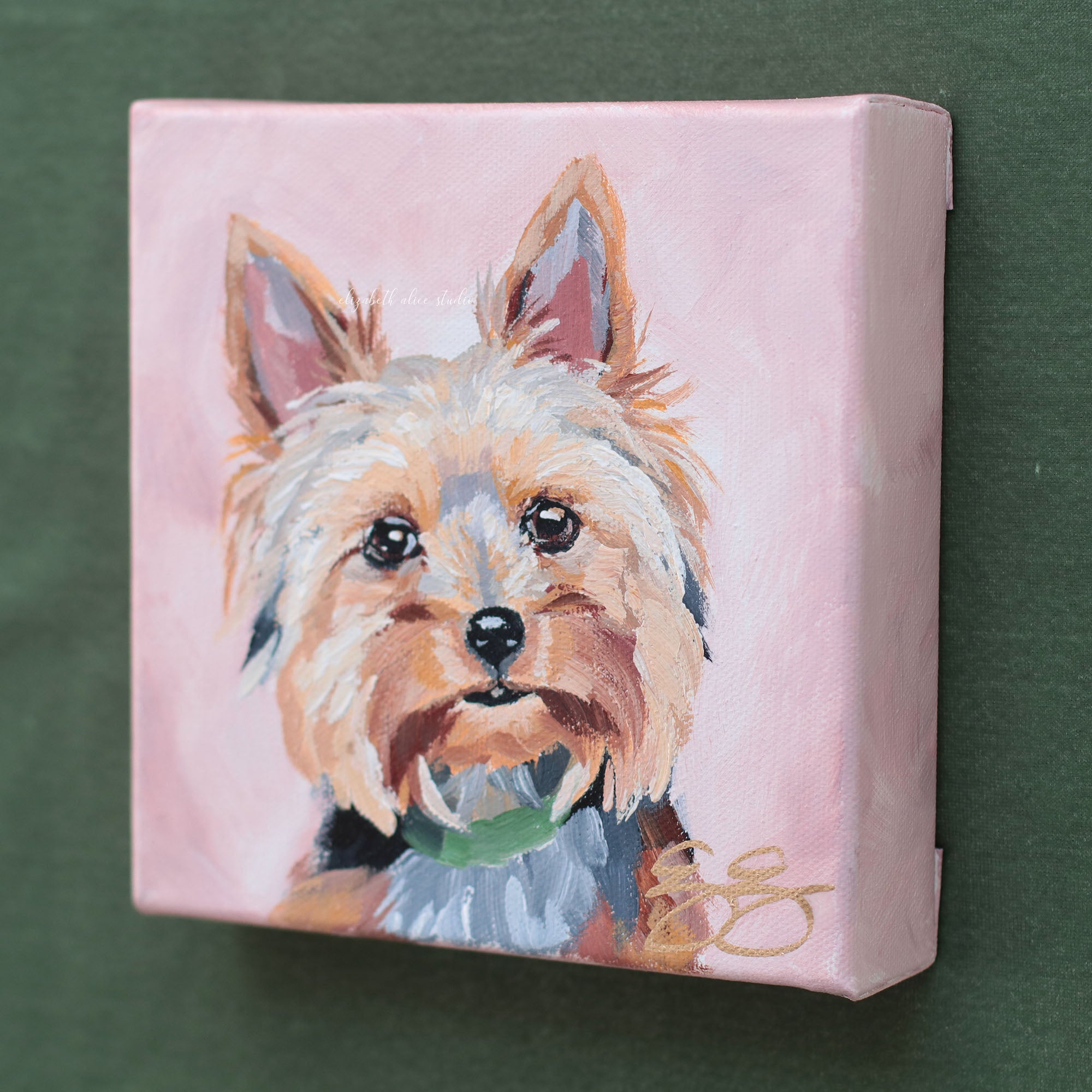 Yorkie - 6 x 6 original painting – Elizabeth Alice Studio