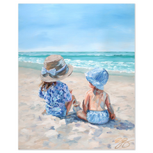 Load image into Gallery viewer, Beach babies: baby blues, a fine art print on paper
