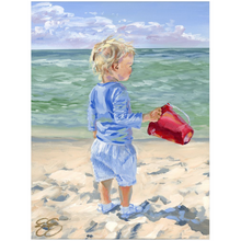 Load image into Gallery viewer, Beach Babies: Red Bucket, a fine art print on paper
