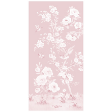 Load image into Gallery viewer, April, a tonal pink chinoiserie fine art print on paper with birds and cherry blossoms
