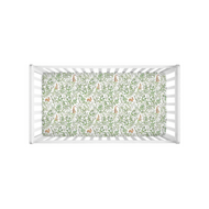 Bunny toile crib sheet, green