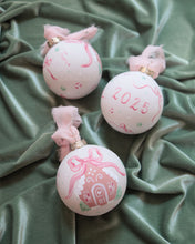 Load image into Gallery viewer, Pink gingerbread house hand-painted ornament
