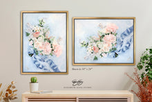 Load image into Gallery viewer, No. 234 Gratitude, peach and blue bouquet canvas wrap, available framed
