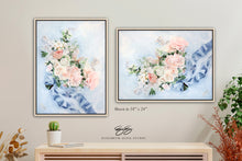 Load image into Gallery viewer, No. 234 Gratitude, peach and blue bouquet canvas wrap, available framed
