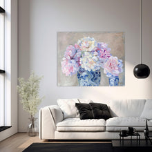 Load image into Gallery viewer, No. 395 Peonies in blue and white dragon vase, a fine art print on paper
