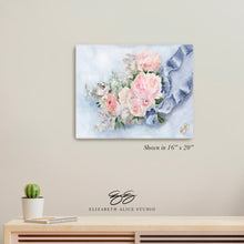 Load image into Gallery viewer, No. 231 Integrity, peach and blue pastel floral bouquet painting, available framed
