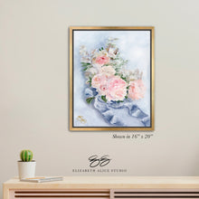 Load image into Gallery viewer, No. 231 Integrity, peach and blue pastel floral bouquet painting, available framed
