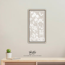 Load image into Gallery viewer, June, a tonal beige chinoiserie canvas wrap, available framed

