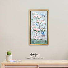 Load image into Gallery viewer, June, a blue chinoiserie canvas wrap, available framed
