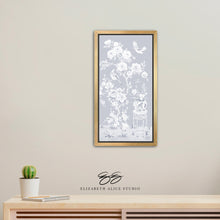 Load image into Gallery viewer, June, a tonal blue chinoiserie canvas wrap, available framed
