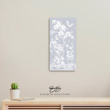 Load image into Gallery viewer, June, a tonal blue chinoiserie canvas wrap, available framed
