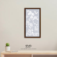 Load image into Gallery viewer, June, a tonal blue chinoiserie canvas wrap, available framed
