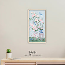 Load image into Gallery viewer, June, a blue chinoiserie canvas wrap, available framed
