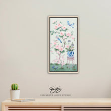 Load image into Gallery viewer, June, a green chinoiserie canvas wrap, available framed
